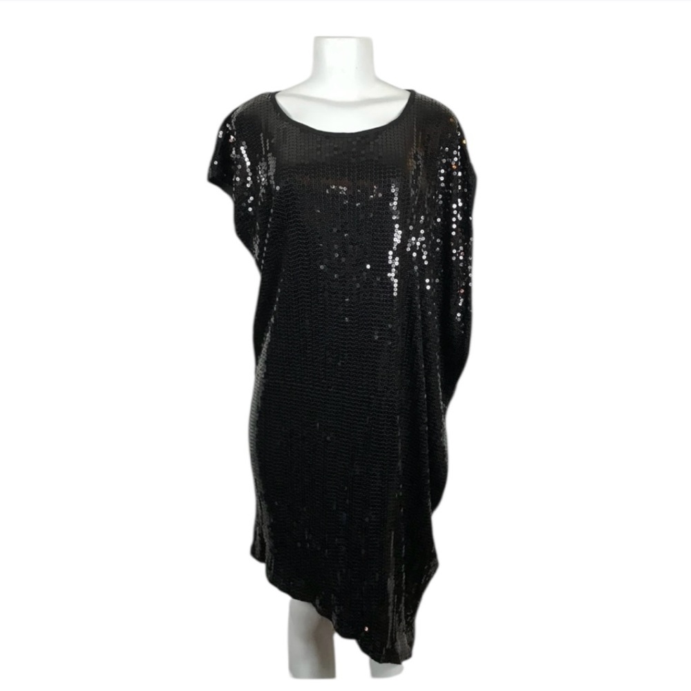 MICHAEL Michael Kors Black Sequin Dress L Asymmetrical Whimsygoth Holiday Party